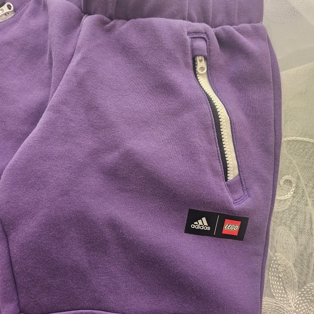 Adidas x Leggo purple joggers sweatpants size 7-8Y - Picture 3 of 6